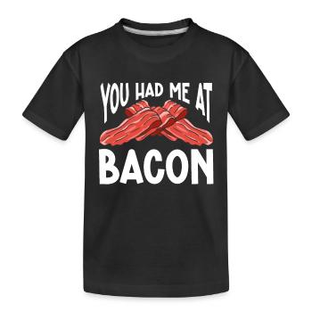 Amateur de bacon, tu m’as eu chez Bacon - T-shirt bio Premium Enfant - noir - Devant
