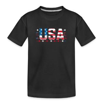 Conception du Jour de l’Indépendance Rouge Blanc Bleu Drapeau des États-Unis - T-shirt bio Premium Enfant - noir - Devant