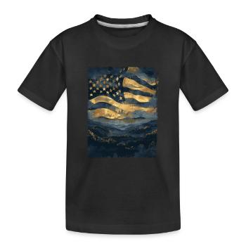 Drapeau Américain Etats-Unis Bois Vintage Rétro - T-shirt bio Premium Enfant - noir - Devant