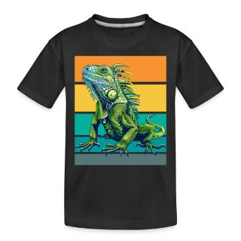 Retro Iguana - Kids' Premium Organic T-Shirt - black - Front