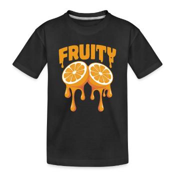 Fruchtig Orangen für einen Orangen Liebhaber - Kinder Premium Bio T-Shirt - Schwarz - Vorne