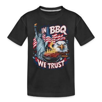 Dans le barbecue, nous faisons confiance à la conception patriotique du gril - T-shirt bio Premium Enfant - noir - Devant