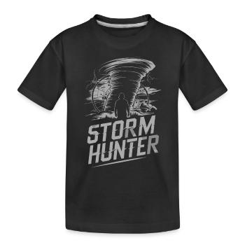 Erlebe Die Faszinierende Welt Des Tornadojagens - Kinder Premium Bio T-Shirt - Schwarz - Vorne