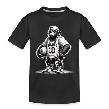 Cooler Gorilla mit Basketball und Bling - Kinder Premium Bio T-Shirt - Schwarz - Vorne