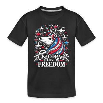Magischer Patriotismus Amerikanischer Einhorn USA - Kinder Premium Bio T-Shirt - Schwarz - Vorne