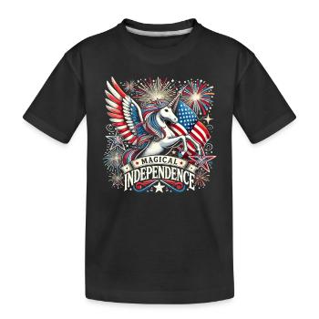 Magischer Patriotismus Amerikanischer Einhorn USA - Kinder Premium Bio T-Shirt - Schwarz - Vorne