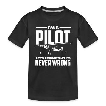 Pilot Recht Haben Fliegen Piloten - Kinder Premium Bio T-Shirt - Schwarz - Vorne