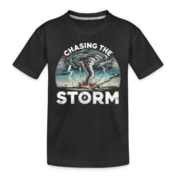 Erlebe Die Faszinierende Welt Des Tornadojagens - Kinder Premium Bio T-Shirt - Schwarz - Vorne