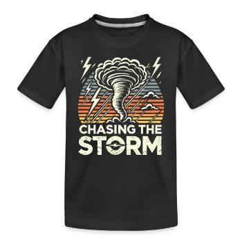 Erlebe Die Faszinierende Welt Des Tornadojagens - Kinder Premium Bio T-Shirt - Schwarz - Vorne