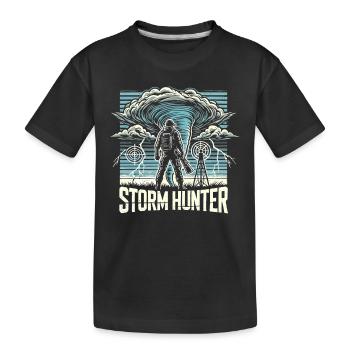 Erlebe Die Faszinierende Welt Des Tornadojagens - Kinder Premium Bio T-Shirt - Schwarz - Vorne