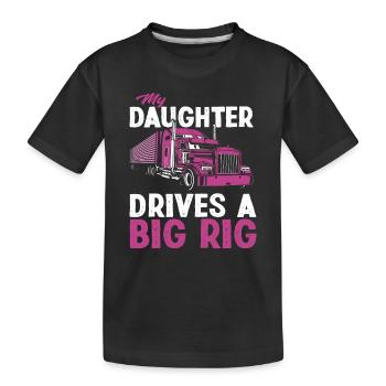 Lkw-Fahrer Tochter Vater - Kinder Premium Bio T-Shirt - Schwarz - Vorne