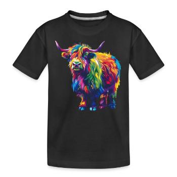 Yak Rainbow Colorful Blaze Yak - Kids' Premium Organic T-Shirt - black - Front