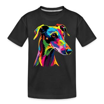 Windhund Hunde Bunte Farben Pop Art Hund Greyhound - Kinder Premium Bio T-Shirt - Schwarz - Vorne