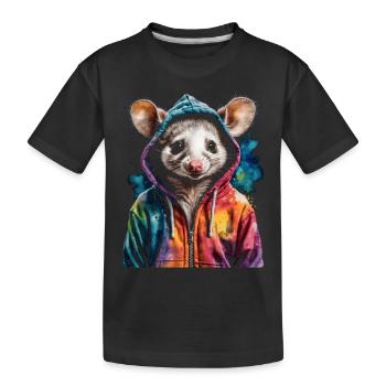 Sweat à capuche opossum Imprimé de design d’animal coloré - T-shirt bio Premium Enfant - noir - Devant