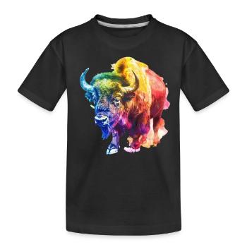Colorful buffalo in rainbow colors - Kids' Premium Organic T-Shirt - black - Front