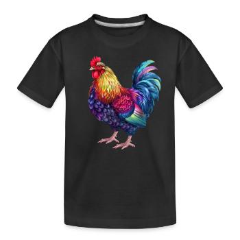 Rooster Rainbow – Colorful Blaze - Kids' Premium Organic T-Shirt - black - Front
