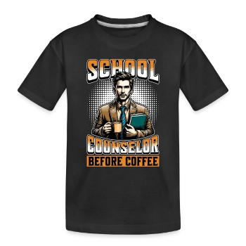 School Counselor Before Counseling Coffee Lover - Kids' Premium Organic T-Shirt - black - Front