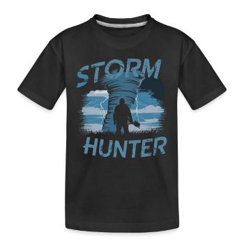 Erlebe Die Faszinierende Welt Des Tornadojagens - Kinder Premium Bio T-Shirt - Schwarz - Vorne
