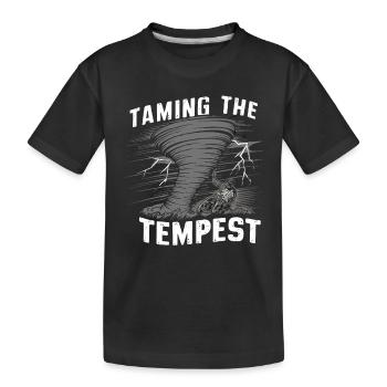 Erlebe Die Faszinierende Welt Des Tornadojagens - Kinder Premium Bio T-Shirt - Schwarz - Vorne
