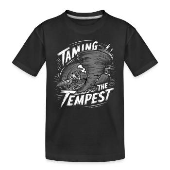 Erlebe Die Faszinierende Welt Des Tornadojagens - Kinder Premium Bio T-Shirt - Schwarz - Vorne