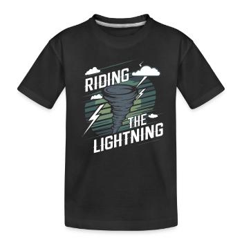 Erlebe Die Faszinierende Welt Des Tornadojagens - Kinder Premium Bio T-Shirt - Schwarz - Vorne
