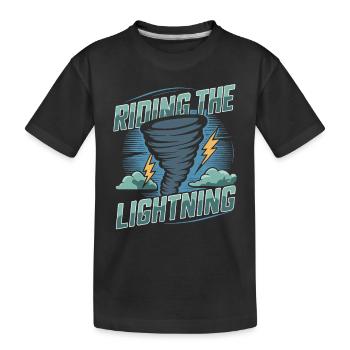 Erlebe Die Faszinierende Welt Des Tornadojagens - Kinder Premium Bio T-Shirt - Schwarz - Vorne