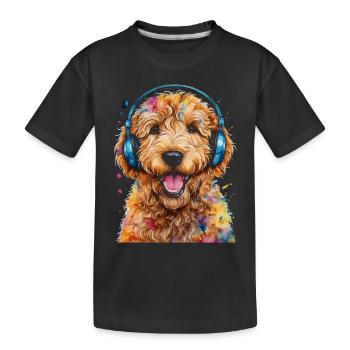 Goldendoodle Casque Chien Animal Design Imprimer - T-shirt bio Premium Enfant - noir - Devant