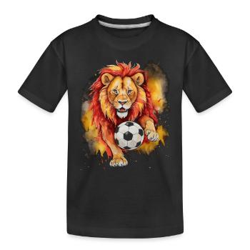 Lion Football Coloré Espagne Animal Design Imprimer - T-shirt bio Premium Enfant - noir - Devant
