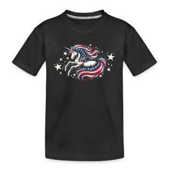 Patriotisme magique Licorne américaine États-Unis - T-shirt bio Premium Enfant - noir - Devant