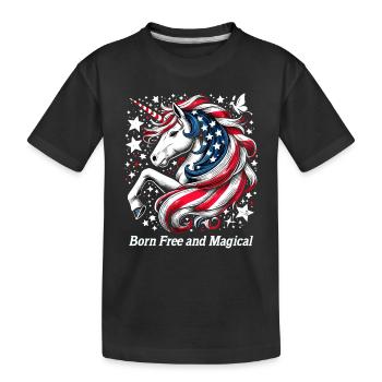 Magischer Patriotismus Amerikanischer Einhorn USA - Kinder Premium Bio T-Shirt - Schwarz - Vorne