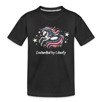 Magischer Patriotismus Amerikanischer Einhorn USA - Kinder Premium Bio T-Shirt - Schwarz - Vorne