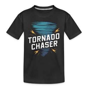 Erlebe Die Faszinierende Welt Des Tornadojagens - Kinder Premium Bio T-Shirt - Schwarz - Vorne