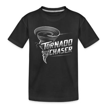 Erlebe Die Faszinierende Welt Des Tornadojagens - Kinder Premium Bio T-Shirt - Schwarz - Vorne