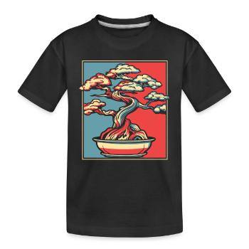 Bonsai Portrait Bonsai Schalen Penjing Indoor Bonsai - Kinder Premium Bio T-Shirt - Schwarz - Vorne