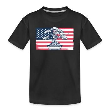 Bonsai American Flag Indoor Bonsai Bonsai Pots - Kids' Premium Organic T-Shirt - black - Front
