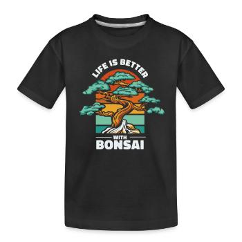 Life Is Better With Bonsai Indoor Bonsai Bonsai - Kids' Premium Organic T-Shirt - black - Front