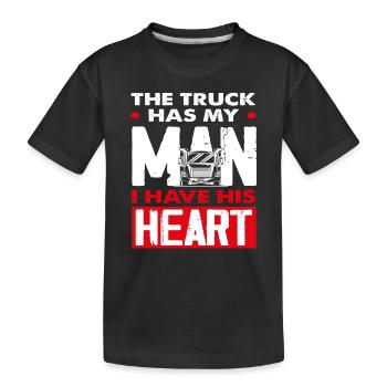 Lkw-Fahrer Herz Mann Liebespaar - Kinder Premium Bio T-Shirt - Schwarz - Vorne