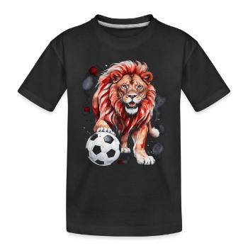 Lion Football Colorful Switzerland Animal Design Print - Kids' Premium Organic T-Shirt - black - Front