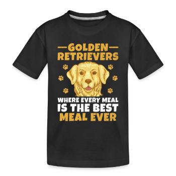 Golden Retriever, bei denen jede Mahlzeit die beste Wahl ist - Kinder Premium Bio T-Shirt - Schwarz - Vorne
