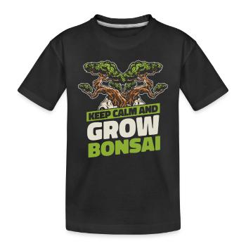 Bewahren Sie Ruhe und züchten Sie Bonsai Bonsai Schalen Penjing - Kinder Premium Bio T-Shirt - Schwarz - Vorne