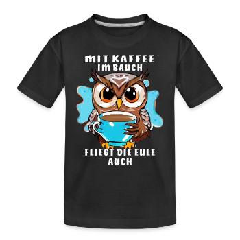LE CAFÉ DANS L’ESTOMAC FAIT VOLER LE HIBOU - T-shirt bio Premium Enfant - noir - Devant