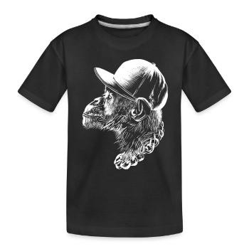 Cooler Thug Monkey Kopf Mit Mütze Und Halskette Lustig - Kinder Premium Bio T-Shirt - Schwarz - Vorne