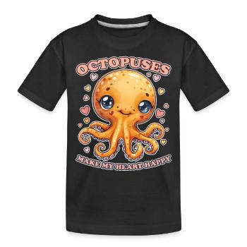 Lustiges Kraken Kopffüßer Tintenfisch Geschenk - Kinder Premium Bio T-Shirt - Schwarz - Vorne