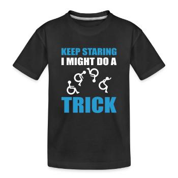 Rollstuhl - Kinder Premium Bio T-Shirt - Schwarz - Vorne