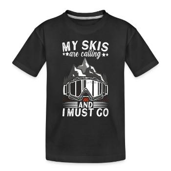 Skifahrer Wintersport Skiurlaub - Kinder Premium Bio T-Shirt - Schwarz - Vorne