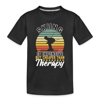 Skifahrer Wintersport Skiurlaub - Kinder Premium Bio T-Shirt - Schwarz - Vorne