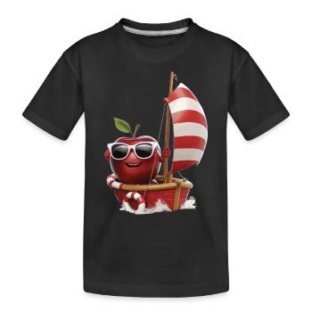 Obst Apfel Bootfahren Geschenk - Kinder Premium Bio T-Shirt - Schwarz - Vorne