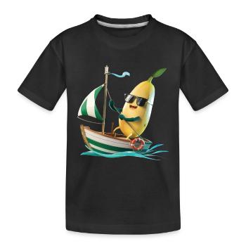 Obst Banane Bootfahren Geschenk - Kinder Premium Bio T-Shirt - Schwarz - Vorne