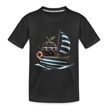 Obst Brombeeren Bootfahren Geschenk - Kinder Premium Bio T-Shirt - Schwarz - Vorne