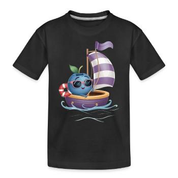 Obst Heidelbeere Bootfahren Geschenk - Kinder Premium Bio T-Shirt - Schwarz - Vorne